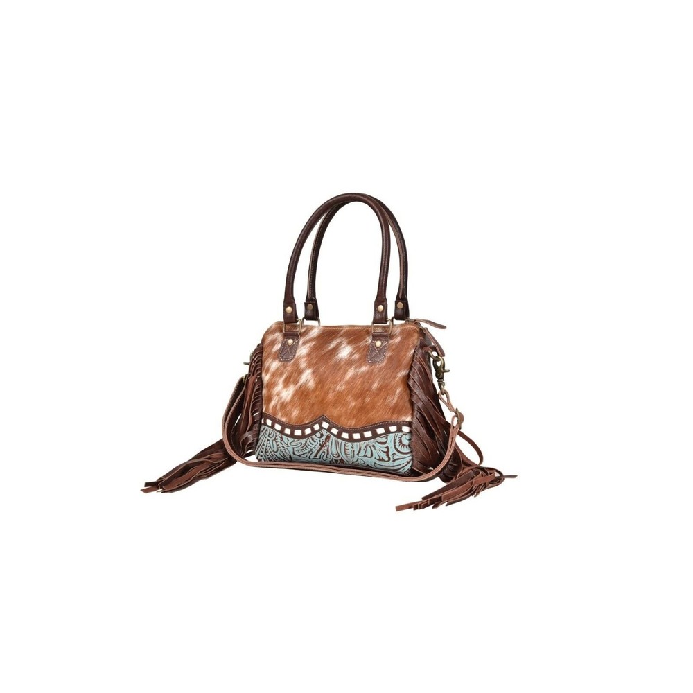Myra Bag  Upcycled Canvas & Cowhide Concealed Carry Leather  Bag - Picture 2 of 6